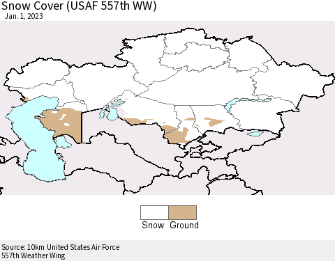 Kazakhstan Snow Cover (USAF 557th WW) Thematic Map For 12/26/2022 - 1/1/2023