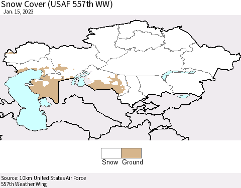 Kazakhstan Snow Cover (USAF 557th WW) Thematic Map For 1/9/2023 - 1/15/2023