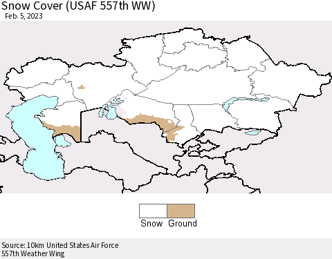 Kazakhstan Snow Cover (USAF 557th WW) Thematic Map For 1/30/2023 - 2/5/2023