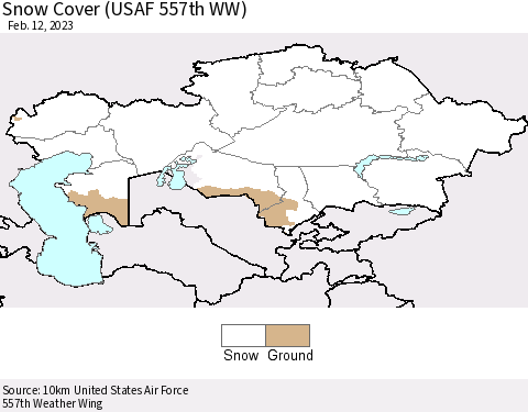 Kazakhstan Snow Cover (USAF 557th WW) Thematic Map For 2/6/2023 - 2/12/2023