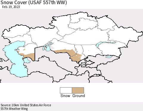 Kazakhstan Snow Cover (USAF 557th WW) Thematic Map For 2/13/2023 - 2/19/2023