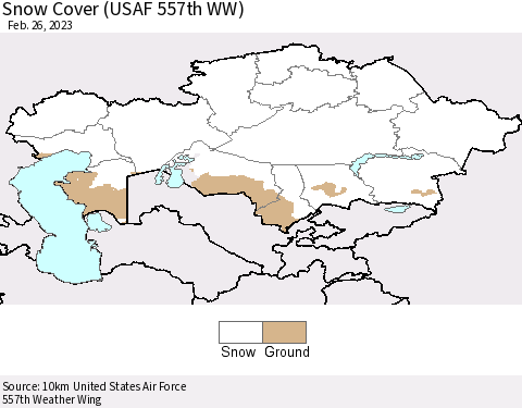 Kazakhstan Snow Cover (USAF 557th WW) Thematic Map For 2/20/2023 - 2/26/2023