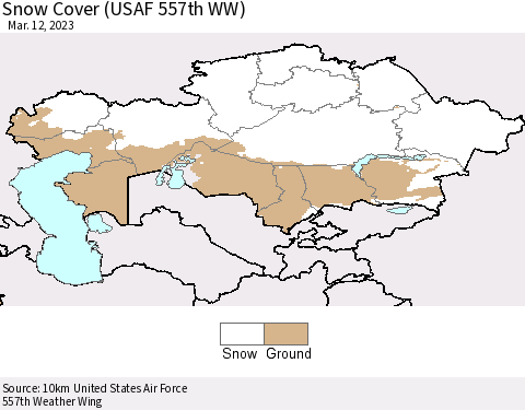 Kazakhstan Snow Cover (USAF 557th WW) Thematic Map For 3/6/2023 - 3/12/2023