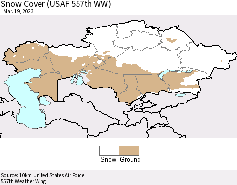 Kazakhstan Snow Cover (USAF 557th WW) Thematic Map For 3/13/2023 - 3/19/2023