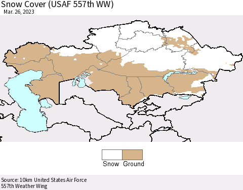 Kazakhstan Snow Cover (USAF 557th WW) Thematic Map For 3/20/2023 - 3/26/2023
