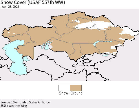 Kazakhstan Snow Cover (USAF 557th WW) Thematic Map For 4/17/2023 - 4/23/2023