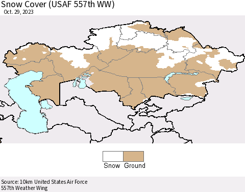 Kazakhstan Snow Cover (USAF 557th WW) Thematic Map For 10/23/2023 - 10/29/2023