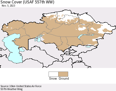 Kazakhstan Snow Cover (USAF 557th WW) Thematic Map For 10/30/2023 - 11/5/2023