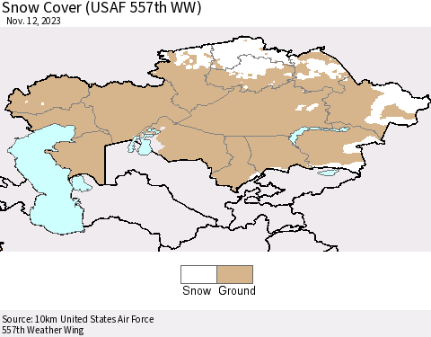 Kazakhstan Snow Cover (USAF 557th WW) Thematic Map For 11/6/2023 - 11/12/2023