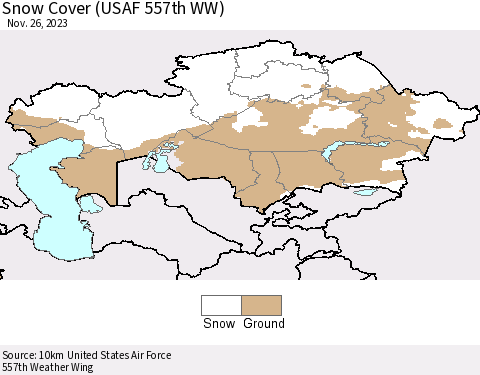 Kazakhstan Snow Cover (USAF 557th WW) Thematic Map For 11/20/2023 - 11/26/2023