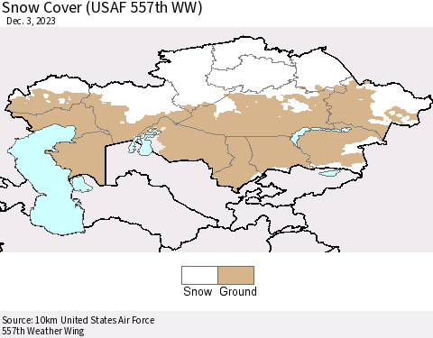 Kazakhstan Snow Cover (USAF 557th WW) Thematic Map For 11/27/2023 - 12/3/2023