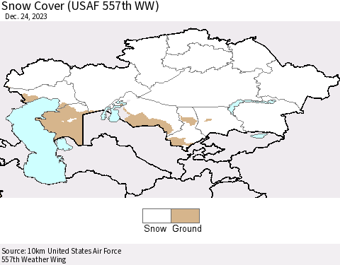 Kazakhstan Snow Cover (USAF 557th WW) Thematic Map For 12/18/2023 - 12/24/2023