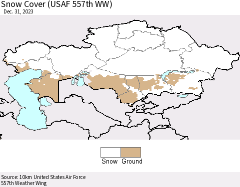 Kazakhstan Snow Cover (USAF 557th WW) Thematic Map For 12/25/2023 - 12/31/2023