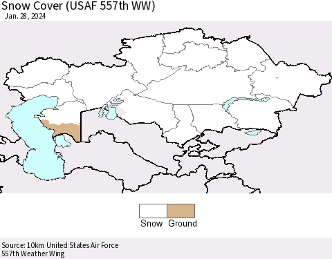 Kazakhstan Snow Cover (USAF 557th WW) Thematic Map For 1/22/2024 - 1/28/2024