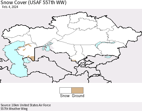 Kazakhstan Snow Cover (USAF 557th WW) Thematic Map For 1/29/2024 - 2/4/2024