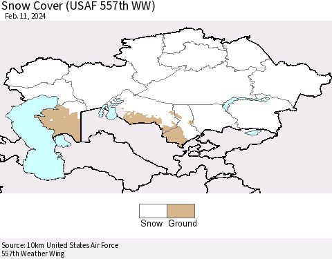 Kazakhstan Snow Cover (USAF 557th WW) Thematic Map For 2/5/2024 - 2/11/2024