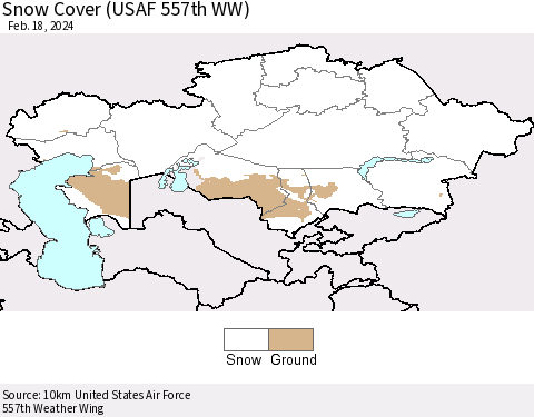 Kazakhstan Snow Cover (USAF 557th WW) Thematic Map For 2/12/2024 - 2/18/2024