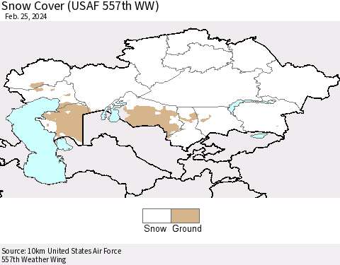 Kazakhstan Snow Cover (USAF 557th WW) Thematic Map For 2/19/2024 - 2/25/2024