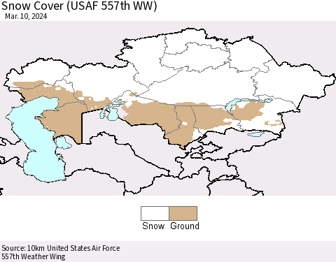 Kazakhstan Snow Cover (USAF 557th WW) Thematic Map For 3/4/2024 - 3/10/2024