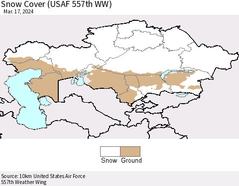 Kazakhstan Snow Cover (USAF 557th WW) Thematic Map For 3/11/2024 - 3/17/2024