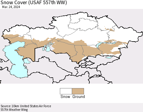 Kazakhstan Snow Cover (USAF 557th WW) Thematic Map For 3/18/2024 - 3/24/2024