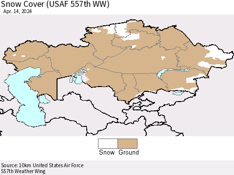 Kazakhstan Snow Cover (USAF 557th WW) Thematic Map For 4/8/2024 - 4/14/2024