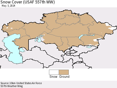 Kazakhstan Snow Cover (USAF 557th WW) Thematic Map For 4/29/2024 - 5/5/2024