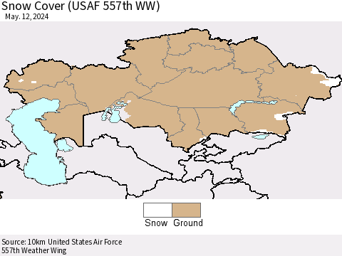 Kazakhstan Snow Cover (USAF 557th WW) Thematic Map For 5/6/2024 - 5/12/2024