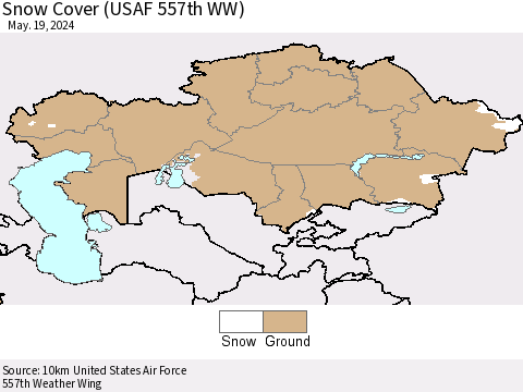 Kazakhstan Snow Cover (USAF 557th WW) Thematic Map For 5/13/2024 - 5/19/2024