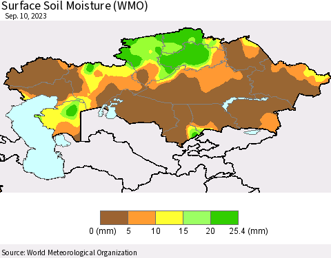 Kazakhstan Surface Soil Moisture (WMO) Thematic Map For 9/4/2023 - 9/10/2023