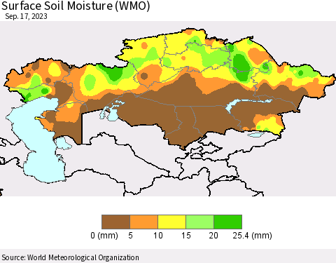 Kazakhstan Surface Soil Moisture (WMO) Thematic Map For 9/11/2023 - 9/17/2023