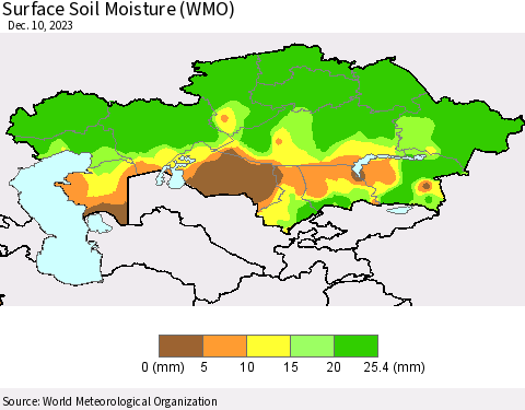 Kazakhstan Surface Soil Moisture (WMO) Thematic Map For 12/4/2023 - 12/10/2023