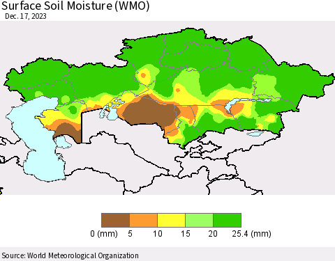 Kazakhstan Surface Soil Moisture (WMO) Thematic Map For 12/11/2023 - 12/17/2023