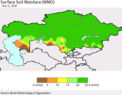 Kazakhstan Surface Soil Moisture (WMO) Thematic Map For 2/5/2024 - 2/11/2024