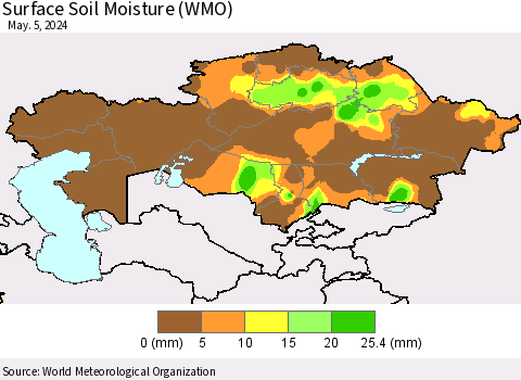 Kazakhstan Surface Soil Moisture (WMO) Thematic Map For 4/29/2024 - 5/5/2024
