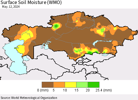 Kazakhstan Surface Soil Moisture (WMO) Thematic Map For 5/6/2024 - 5/12/2024
