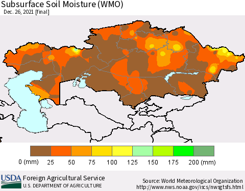 Kazakhstan Subsurface Soil Moisture (WMO) Thematic Map For 12/20/2021 - 12/26/2021