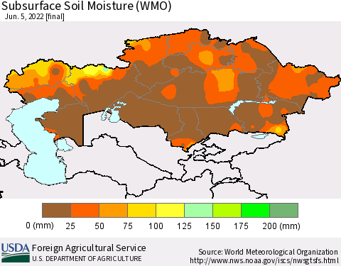 Kazakhstan Subsurface Soil Moisture (WMO) Thematic Map For 5/30/2022 - 6/5/2022
