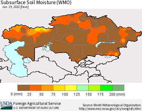 Kazakhstan Subsurface Soil Moisture (WMO) Thematic Map For 6/13/2022 - 6/19/2022
