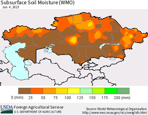 Kazakhstan Subsurface Soil Moisture (WMO) Thematic Map For 5/29/2023 - 6/4/2023