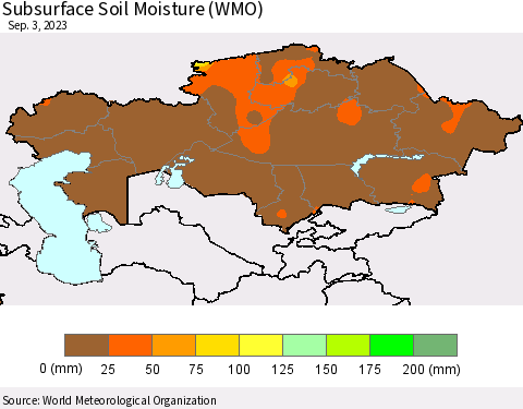 Kazakhstan Subsurface Soil Moisture (WMO) Thematic Map For 8/28/2023 - 9/3/2023