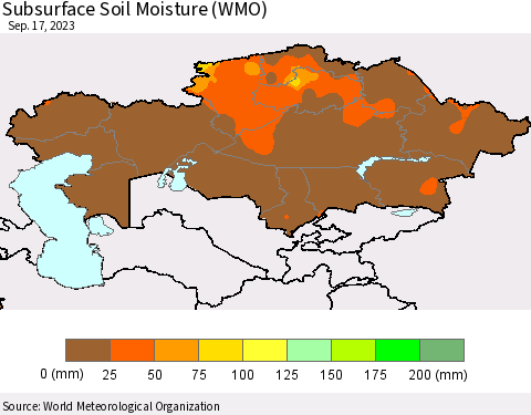 Kazakhstan Subsurface Soil Moisture (WMO) Thematic Map For 9/11/2023 - 9/17/2023