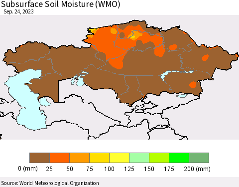 Kazakhstan Subsurface Soil Moisture (WMO) Thematic Map For 9/18/2023 - 9/24/2023