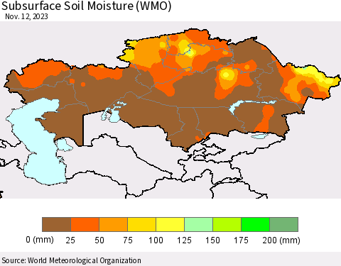 Kazakhstan Subsurface Soil Moisture (WMO) Thematic Map For 11/6/2023 - 11/12/2023