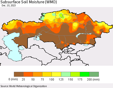 Kazakhstan Subsurface Soil Moisture (WMO) Thematic Map For 12/4/2023 - 12/10/2023