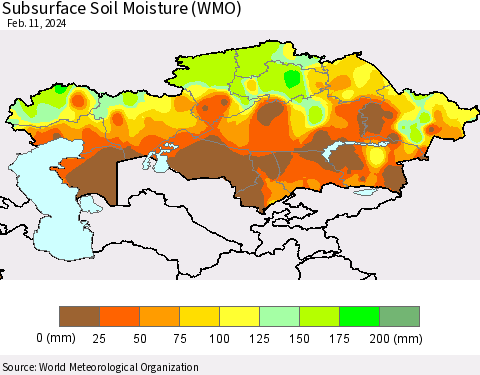 Kazakhstan Subsurface Soil Moisture (WMO) Thematic Map For 2/5/2024 - 2/11/2024