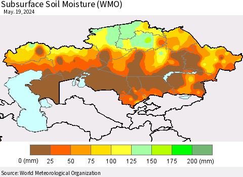 Kazakhstan Subsurface Soil Moisture (WMO) Thematic Map For 5/13/2024 - 5/19/2024