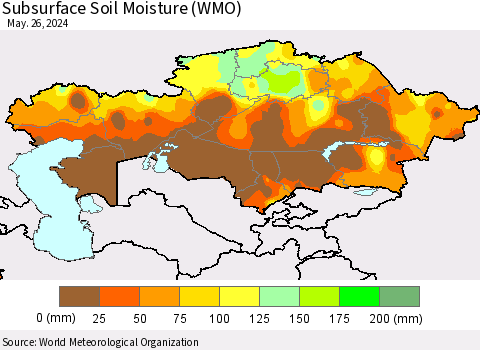 Kazakhstan Subsurface Soil Moisture (WMO) Thematic Map For 5/20/2024 - 5/26/2024