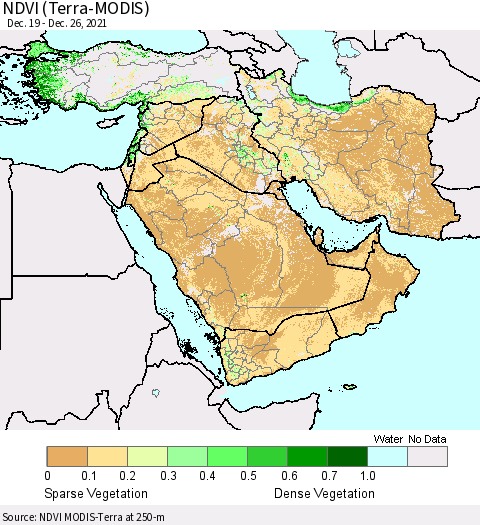 Middle East and Turkey NDVI (Terra-MODIS) Thematic Map For 12/19/2021 - 12/26/2021
