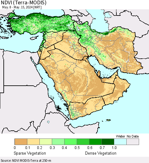 Middle East and Turkey NDVI (Terra-MODIS) Thematic Map For 5/8/2024 - 5/15/2024